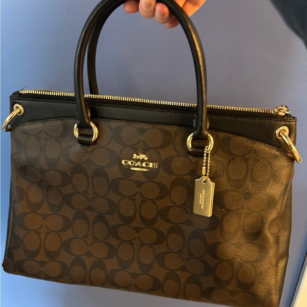 Coach Brown and Black Mia Satchel with Gold Accents - Picture 8 of 9